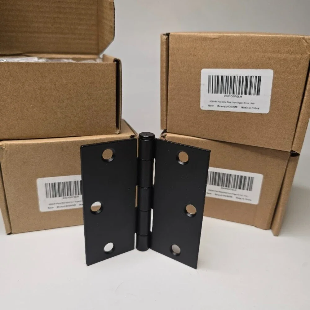 24 Pack Black Door Hinges 3.5 Inch with Square Corner, Matte Black Interior Door